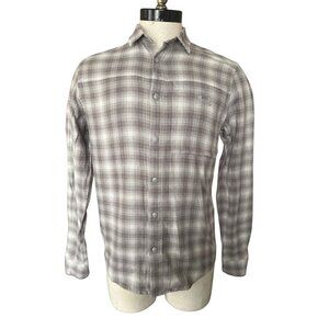 UNDER ARMOUR Flannel Shirt Men's Size Large Gray Plaid Button‎ Down Long Sleeve